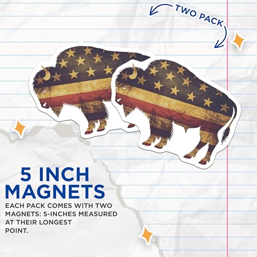 (2 Pack) Patriotic Animal Decor Magnet - 5" On Longest Side - Sticks to Smooth Flat Surfaces - Made in USA - MAG9568