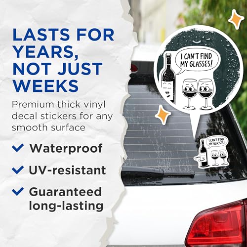 (2 Pack) Funny Wine Stickers - Wine Humor Decals Lover - 5" On Longest Side - Sticks to Smooth Flat Surfaces - Made in USA - BMCS7630