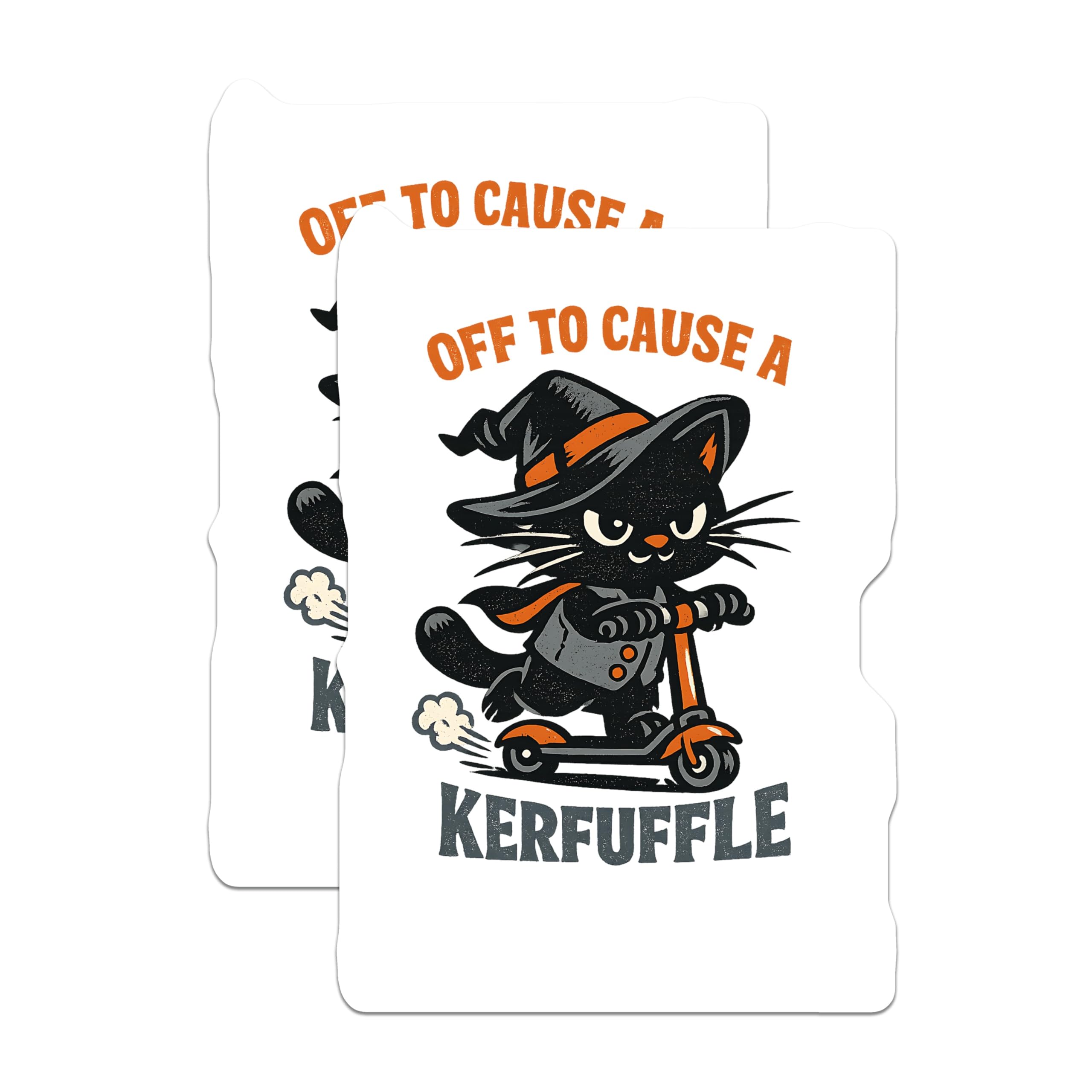 (2 Pack) Witch Cat Magnets - Kerfuffle Scooter Cat - Funny Halloween Feline Decor - 5 Inches On Longest Side - Thick Durable Magnet - Made in USA - MAG22704