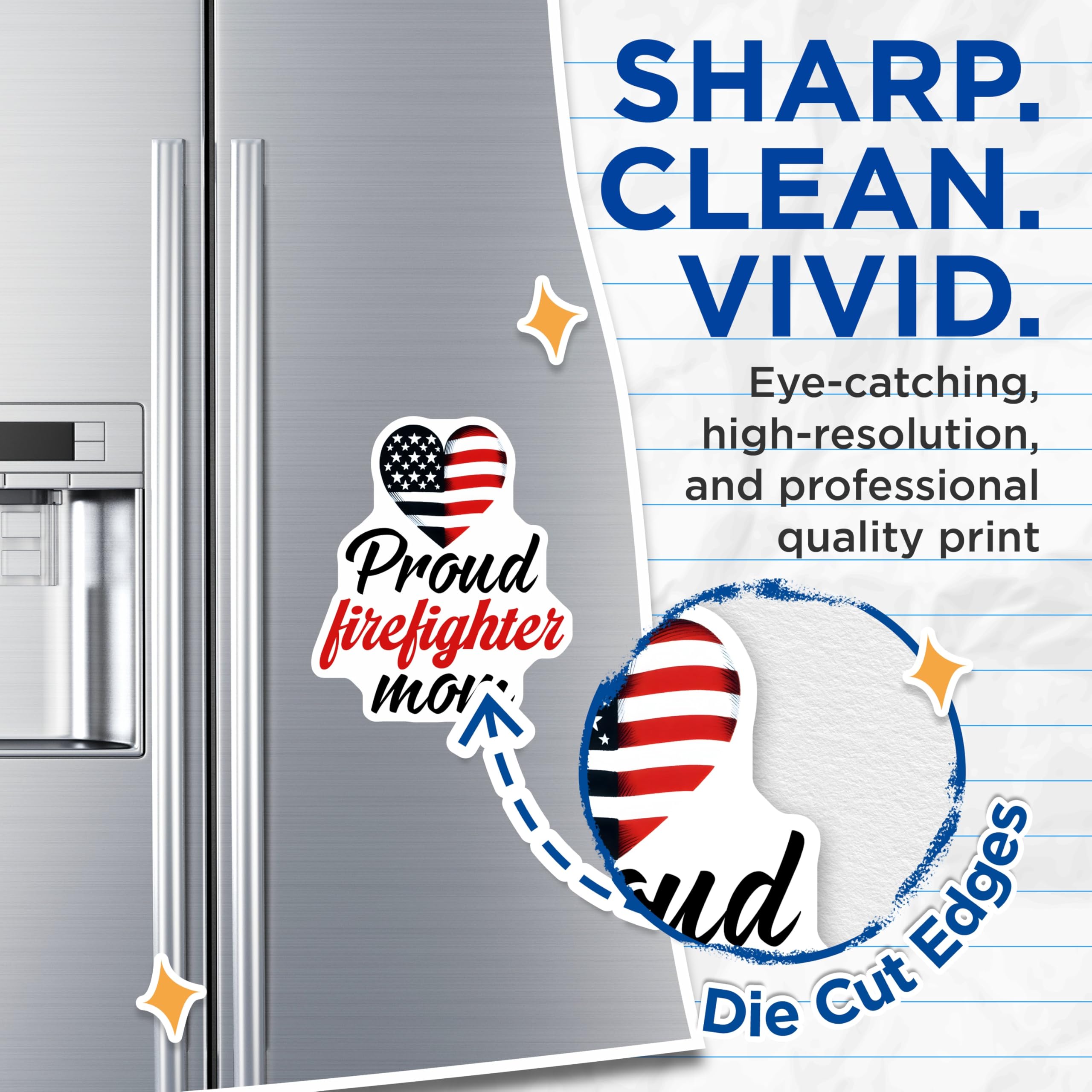 (2 Pack) Firefighter Mom Magnets - Proud Firefighter Parent - American Flag Heart - 5" On Longest Side - Premium Magnet - for Cars, Refrigerators, Toolboxes, Lockers - Made in USA - MAG15506