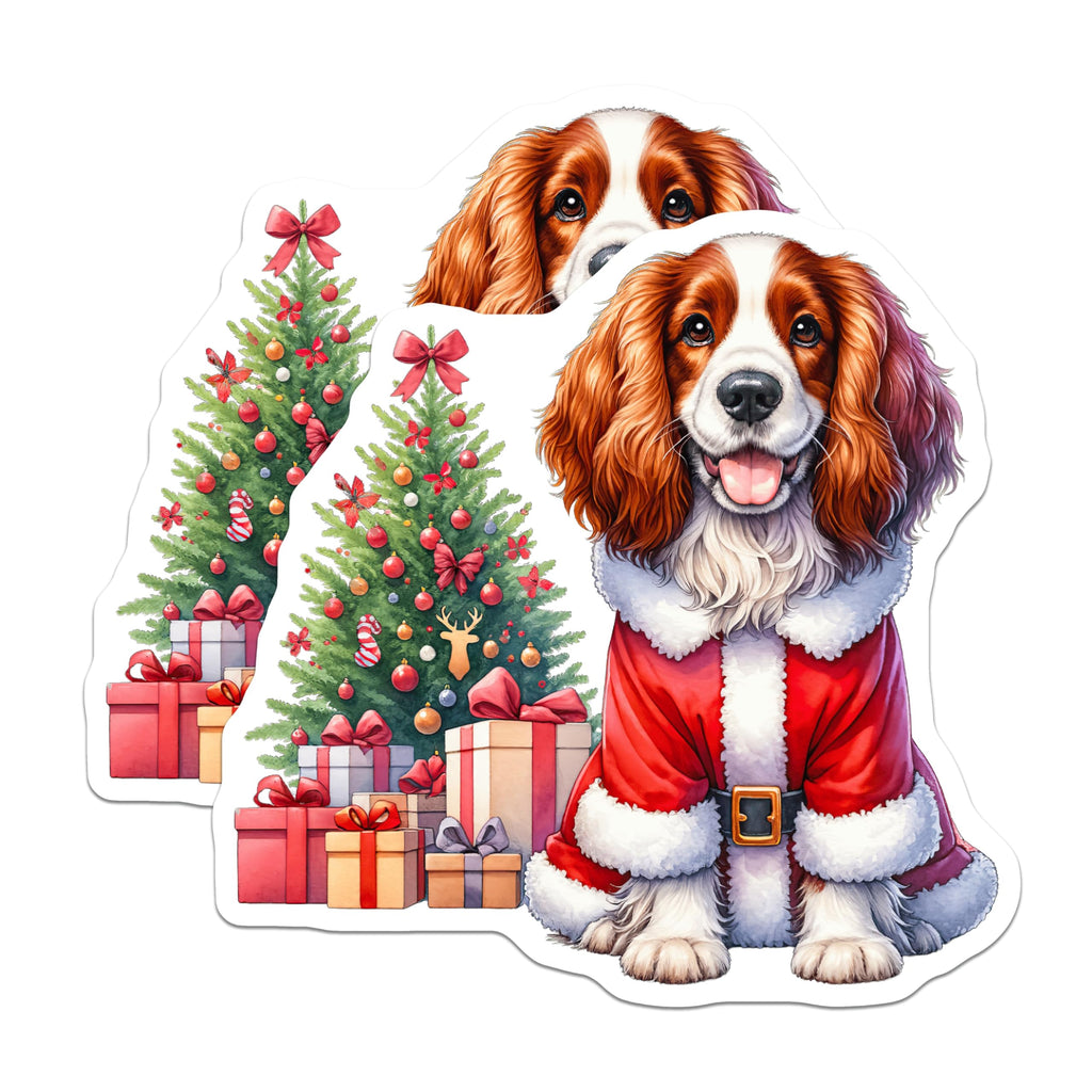 (2 Pack) Christmas Santa Dog Magnets - Pet Lover Decor - Holiday Animal Art - 5 Inches On Longest Side - Thick Durable Magnet - Made in USA - MAG30328
