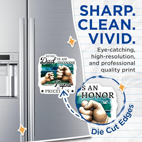 (2 Pack) Being Dad Honor Magnets - Being Papa Priceless - Dad Appreciation - Papa Honor - 5" On Longest Side - for Cars, Refrigerators, Toolboxes, Lockers - Made in USA BMCS3236