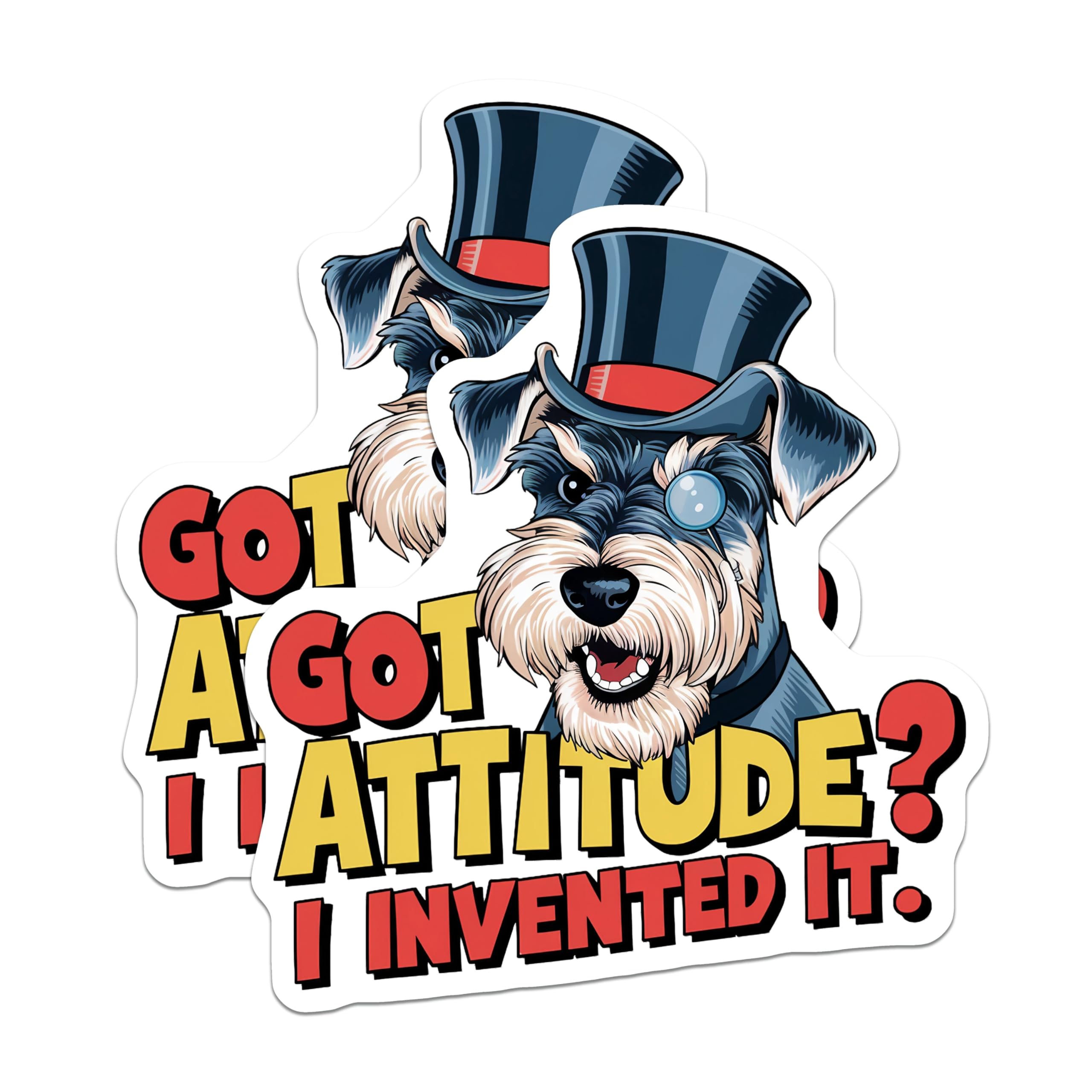 (2 Pack) Dog Attitude Stickers - Monocle Dog - Funny Pet Quote - 5" On Longest Side - Sticks to Smooth Flat Surfaces - Made in USA - BMCS8529