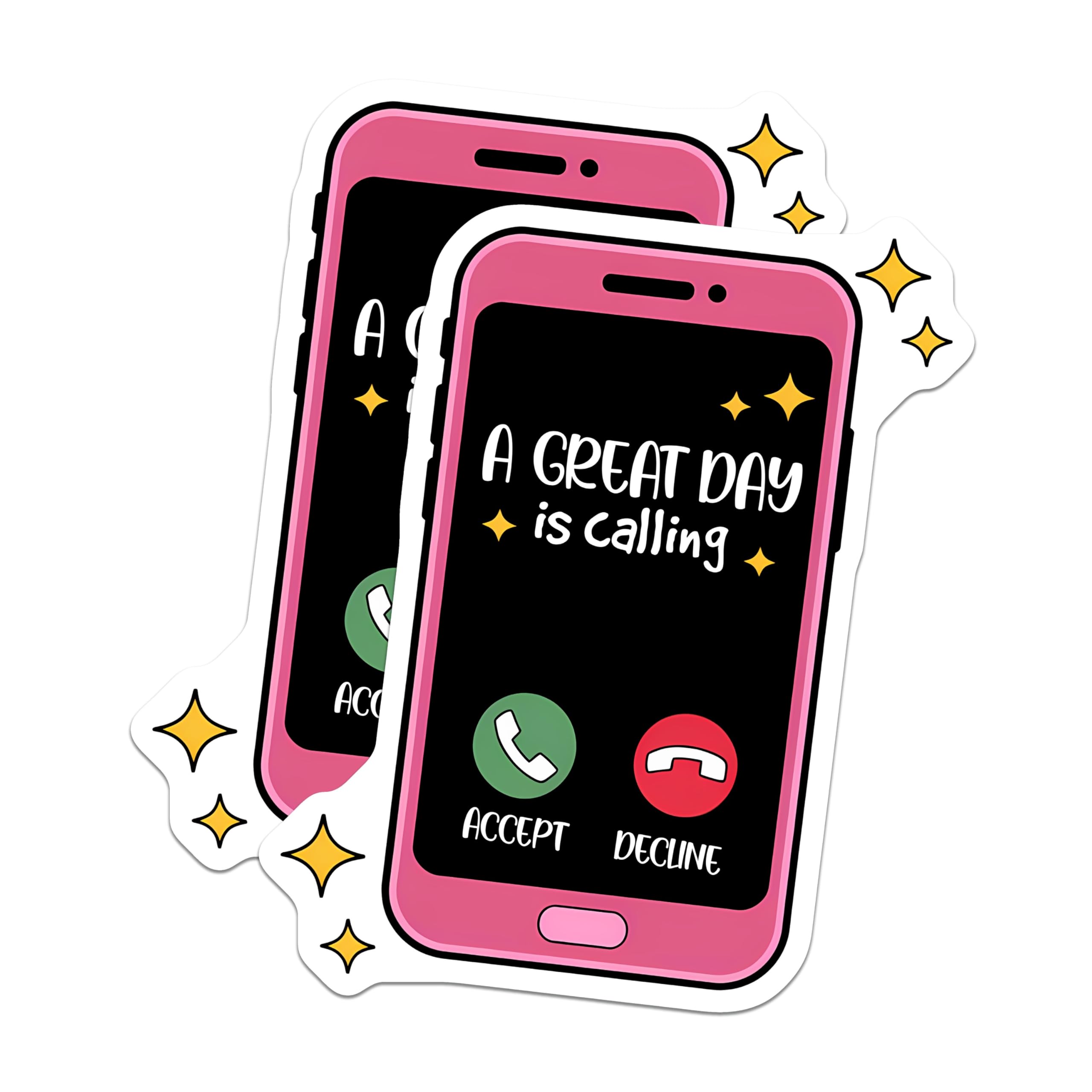 (2 Pack) A Great Day is Calling Magnets - Phone Call Decor - Motivational Fridge Magnets - 5" On Longest Side - Premium Magnet - for Cars, Refrigerators, Toolboxes, Lockers - Made in USA - MAG15641