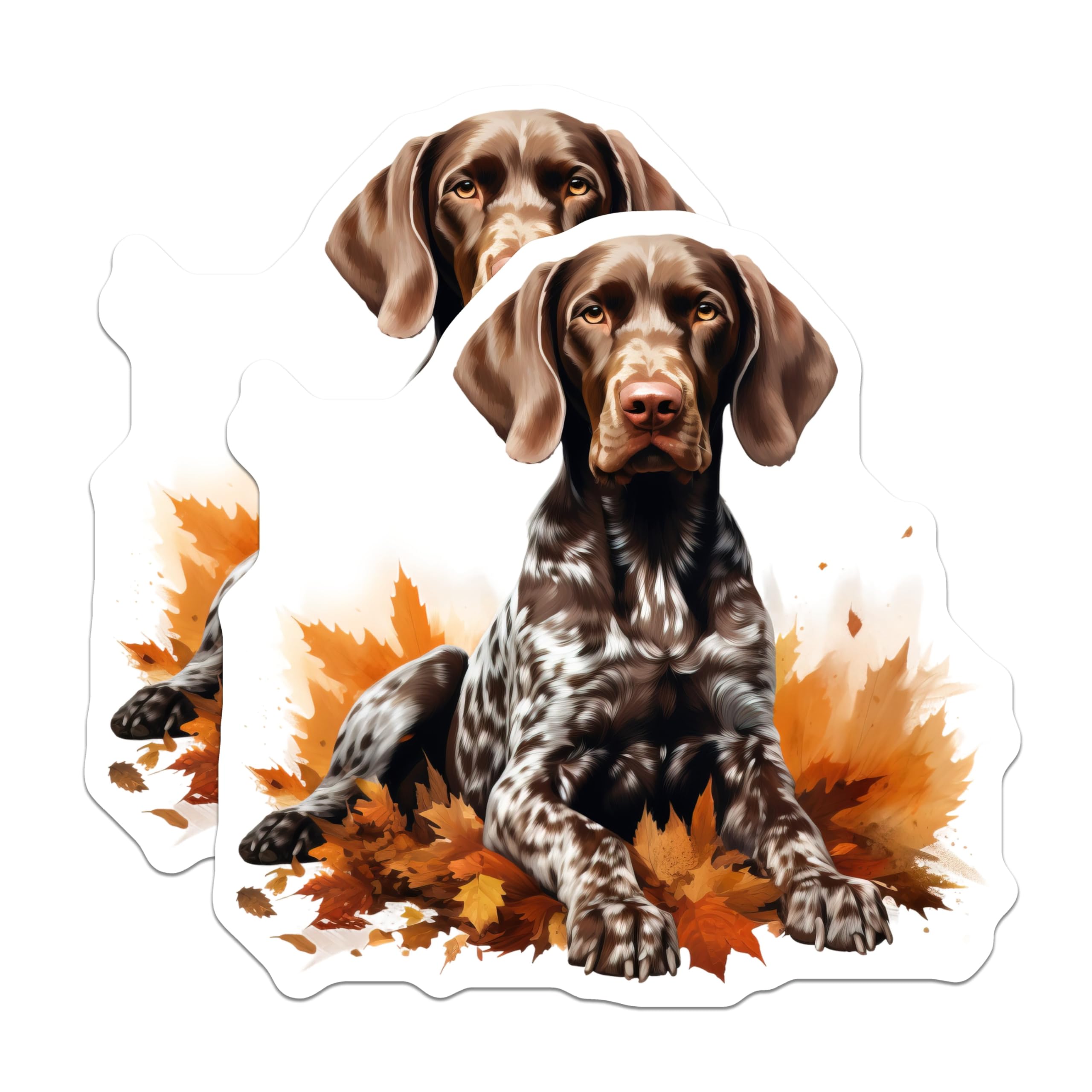 (2 Pack) German Shorthaired Pointer Magnets - Autumn Dog Art - Pet Lover Decor for Owners - 5 Inches On Longest Side - Thick Durable Magnet - Made in USA - MAG28982