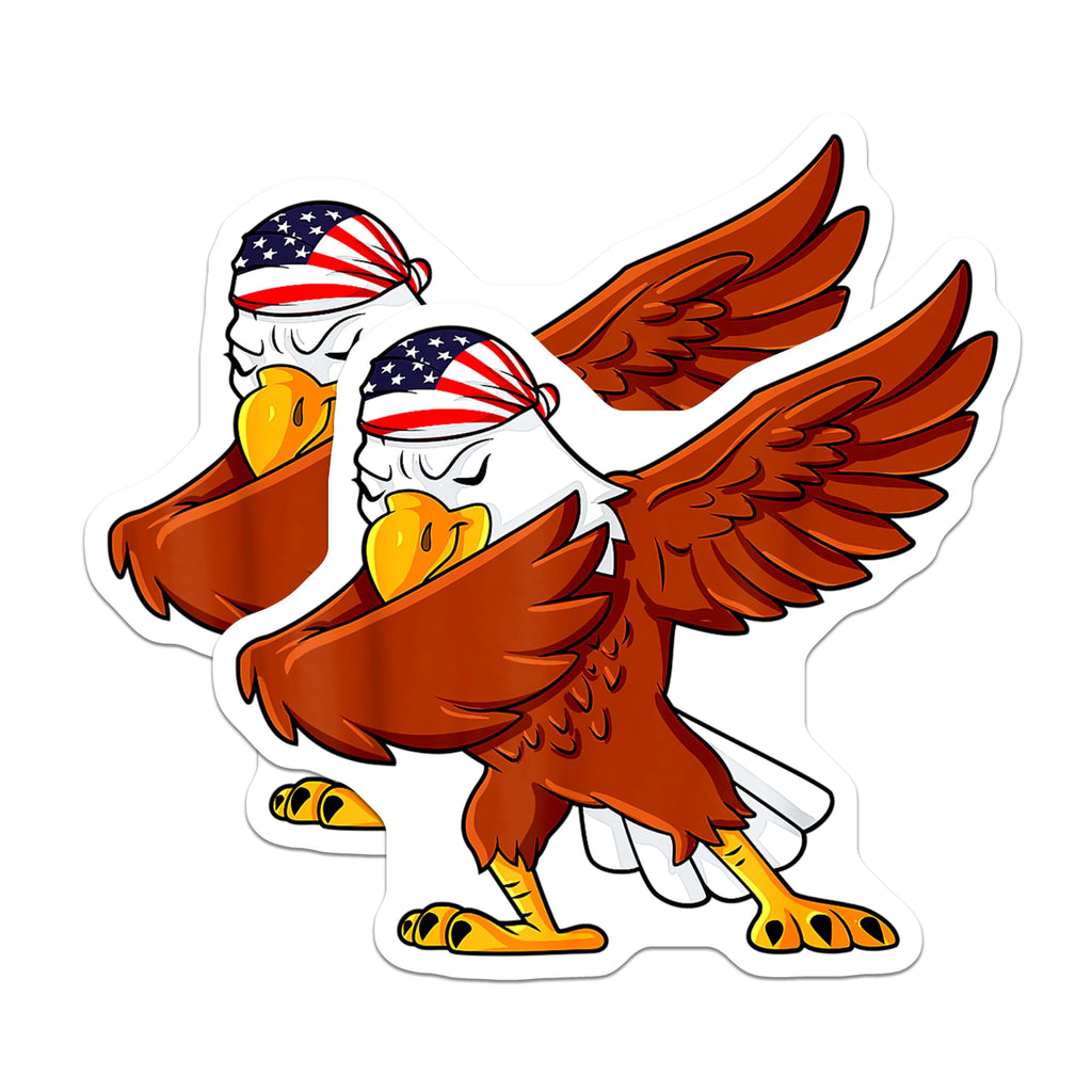 (2 Pack) Dabbing American Eagle Magnets - USA Flag Bandana Dab Meme - Patriotic Bird Refrigerator Locker Vehicle Accent - 5 Inches On Longest Side - Thick Durable Magnet - Made in USA - MAG24119