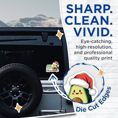(2 Pack) Christmas Avocado Stickers - Holiday Themed - 5" On Longest Side - Sticks to Smooth Flat Surfaces - Made in USA - BMCS8394 - BMCS8394