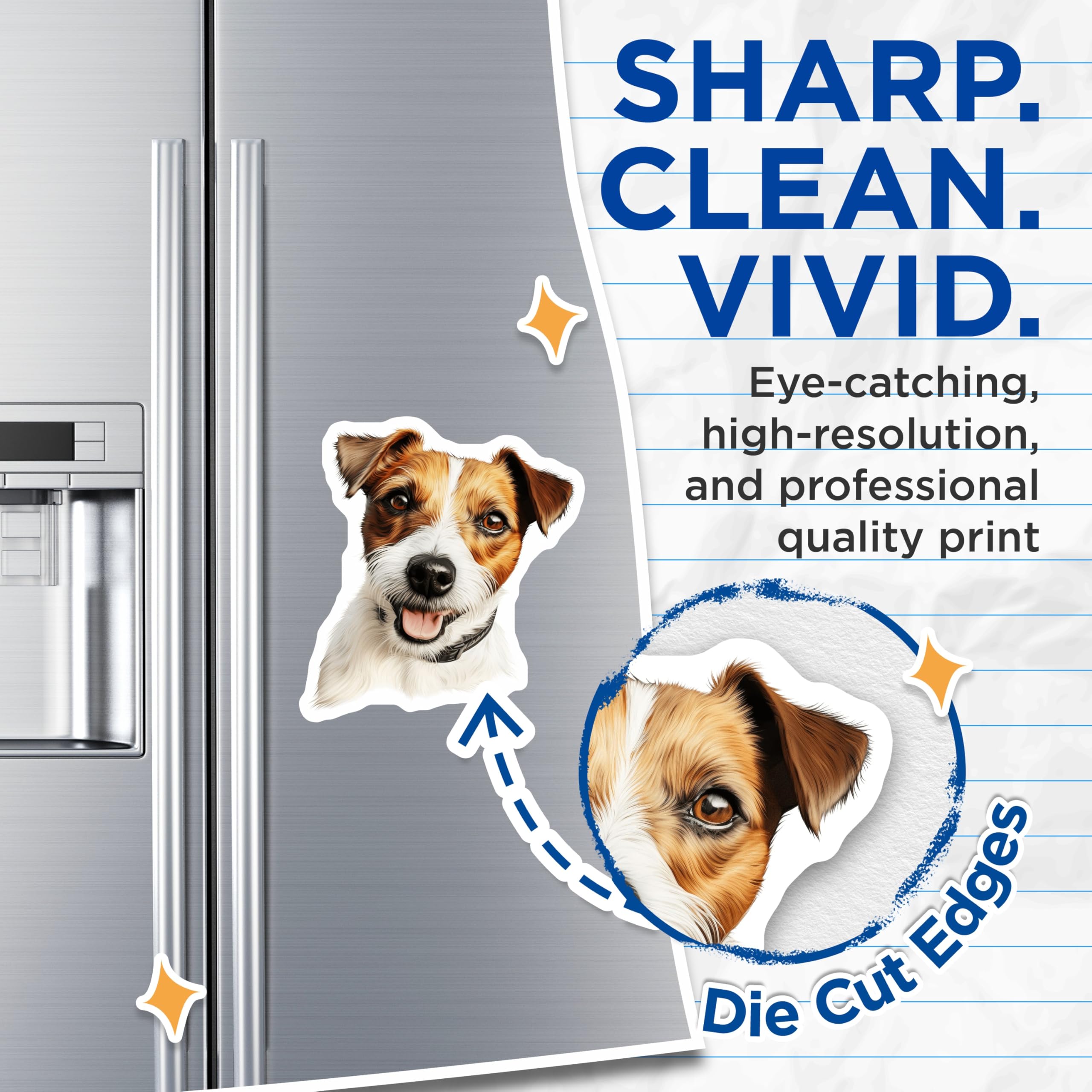 (2 Pack) Jack Russell Dog Magnets - Cute Terrier Puppy Lover - Pet Parent Refrigerator Home Decor - 5 Inches On Longest Side - Thick Durable Magnet - Made in USA - MAG25527