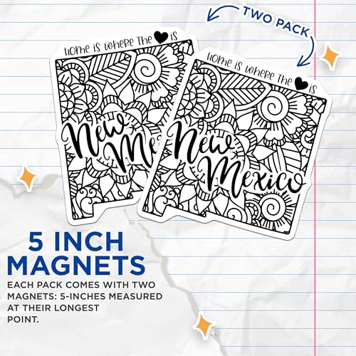 (2 Pack) New Mexico Magnets Magnets - Home is Where The Heart is Decor - State Pride - 5" On Longest Side - Made in USA - Sticks to Refrigerators & Metal Surfaces - MAG9081