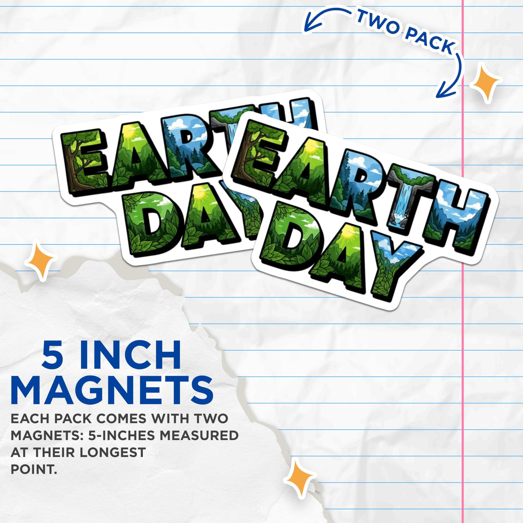 (2 Pack) Earth Day Magnets - Nature Landscape Scenery - Environmental Message Decor - Planet Protection Reminder - 5 Inches On Longest Side - Thick Durable Magnet - Made in USA - MAG22303