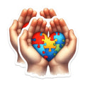 (2 Pack) Puzzle Heart Stickers - Autism Awareness - Bright Colorful Design - 5" On Longest Side - Sticks to Smooth Flat Surfaces - Made in USA - BMCS6393
