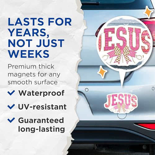 (2 Pack) Jesus Magnets Magnets - Christian Decoration - Inspirational Decor for Home or Office - 5" On Longest Side - Made in USA - Sticks to Refrigerators & Metal Surfaces - MAG8922