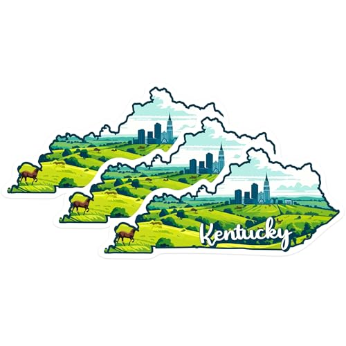(3 Pack) Kentucky Decals - Kentucky State Pride - Horse State Decal - 3 Inches On Longest Side - Easy Peel & Apply - Made in USA - 3MCS0138