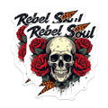 (2 Pack) Rebel Soul Stickers - Skull and Roses Stickers - Rock n Roll Art Stickers - 5" On Longest Side - Sticks to Smooth Flat Surfaces - Made in USA - BMCS4678