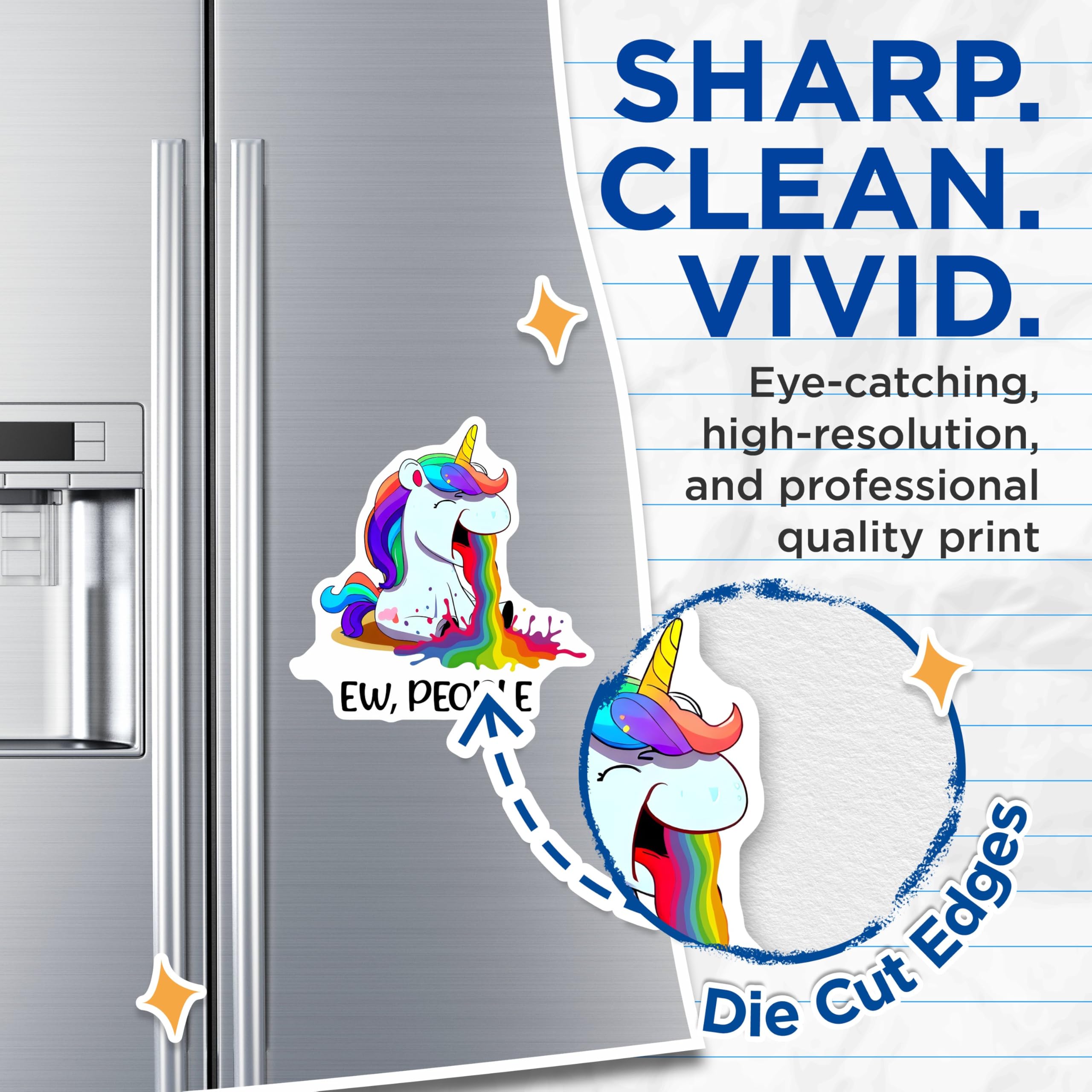 (2 Pack) Unicorn Ew People Magnets - Funny Rainbow Puking Unicorn - Quirky Unicorn DÃƒÂ©cor - 5" On Longest Side - for Cars, Fridges, Toolboxes - Made in USA - MAG7809