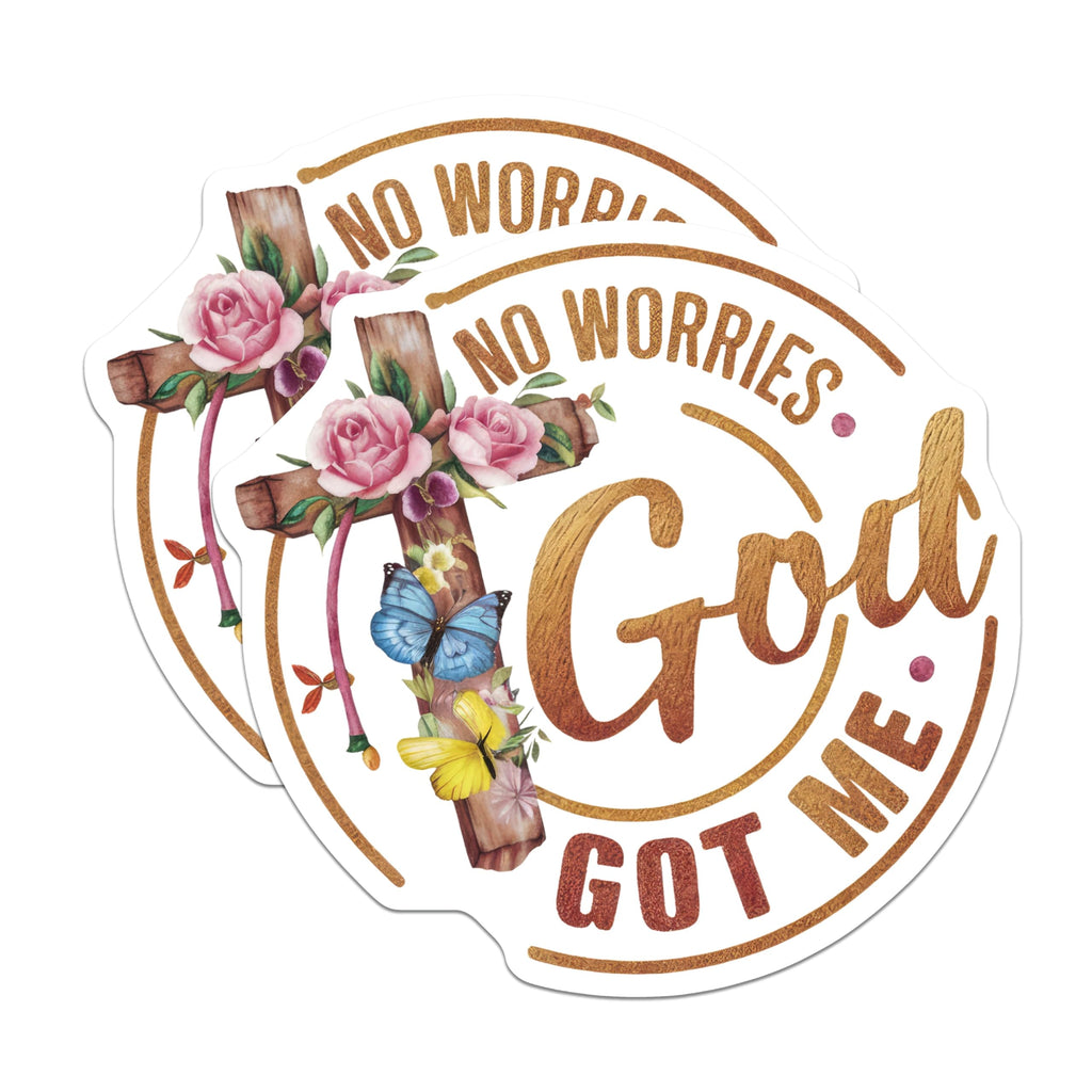 (2 Pack) No Worries God Got Me Magnets - Inspirational Christian Faith Decor - Religious Refrigerator Accent - 5 Inches On Longest Side - Thick Durable Magnet - Made in USA - MAG30264
