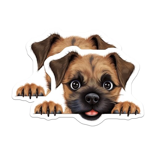 (2 Pack) Cute Puppy Stickers - Adorable Dog Decals - Animal Lover Sticker - 5" On Longest Side - Sticks to Smooth Flat Surfaces - Made in USA - BMCS9882