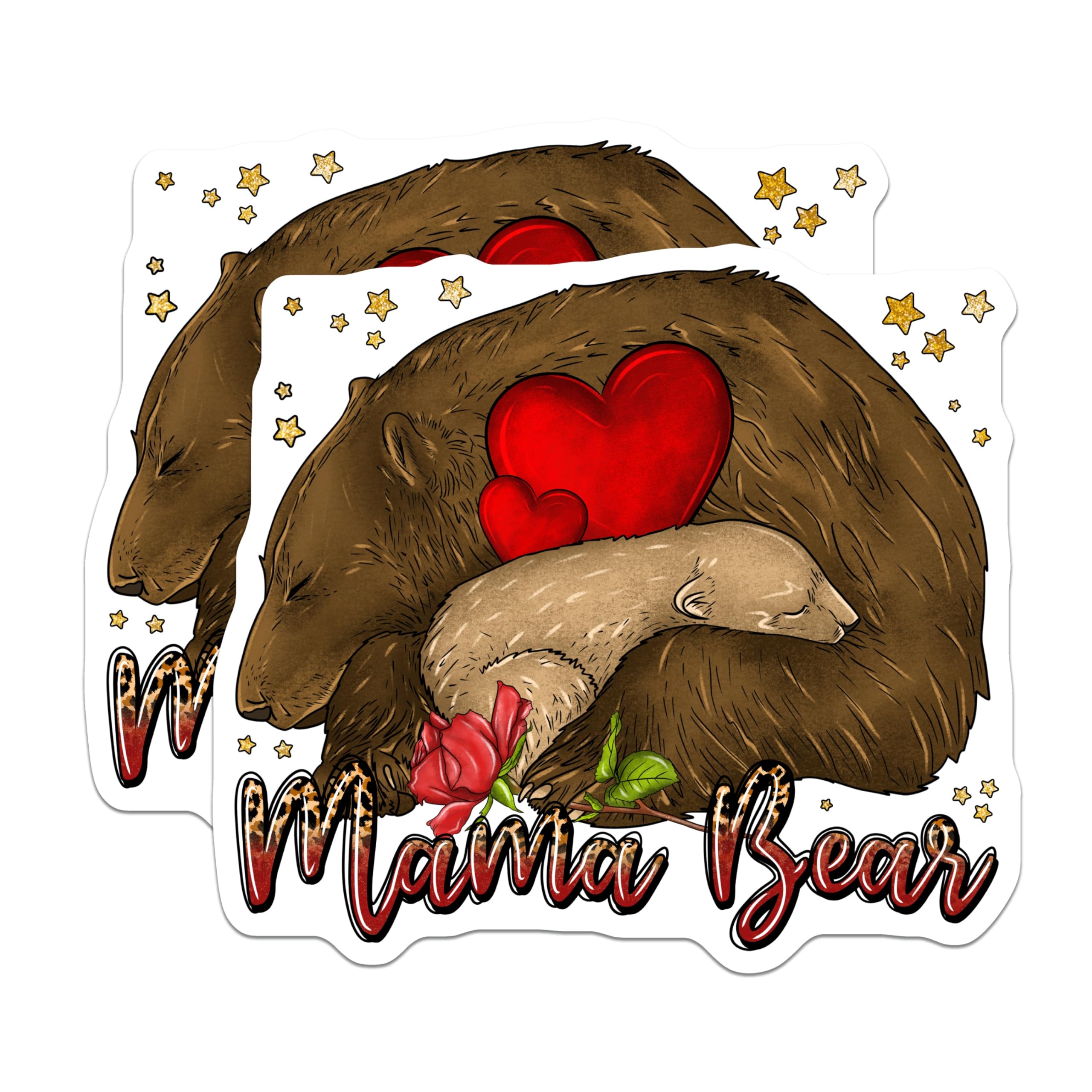 (2 Pack) Mama Bear Magnets - Mother's Day Decor - New Mom Appreciation - 5 Inches On Longest Side - Thick Durable Magnet - Made in USA - MAG26722
