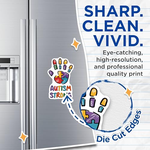(2 Pack) Autism Strong Magnets Magnets - Awareness and Support - Colorful Puzzle Hand Design - 5" On Longest Side - Made in USA - Sticks to Refrigerators & Metal Surfaces - MAG8430