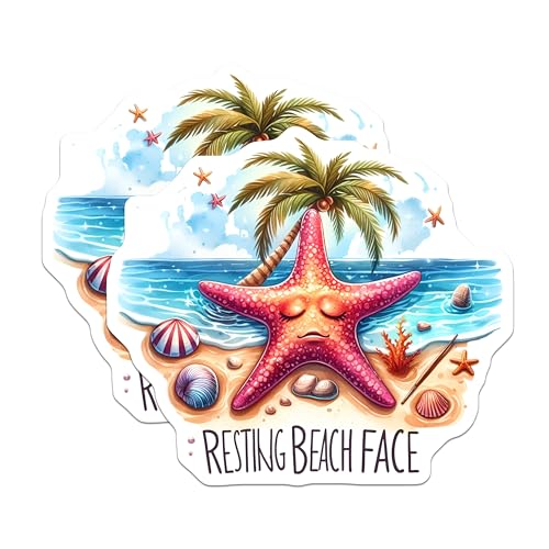 (2 Pack) Resting Beach Face Magnets Magnets - Beach Decor - 5" On Longest Side - Made in USA - Sticks to Refrigerators & Metal Surfaces - MAG9291