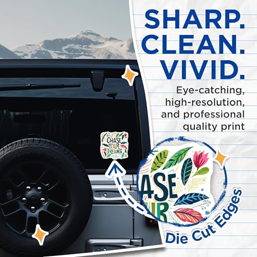 (2 Pack) Motivational Quote Stickers - Chase Your Dreams Stickers - Positive Vibes Stickers - 5" On Longest Side - Sticks to Smooth Flat Surfaces - Made in USA - BMCS4318
