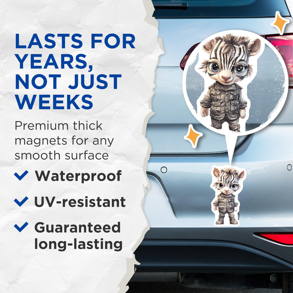 (2 Pack) Zebra Animal Magnets - Cartoon Character - Refrigerator Magnets - 5" On Longest Side - Premium Magnet - for Cars, Refrigerators, Toolboxes, Lockers - Made in USA - MAG16508
