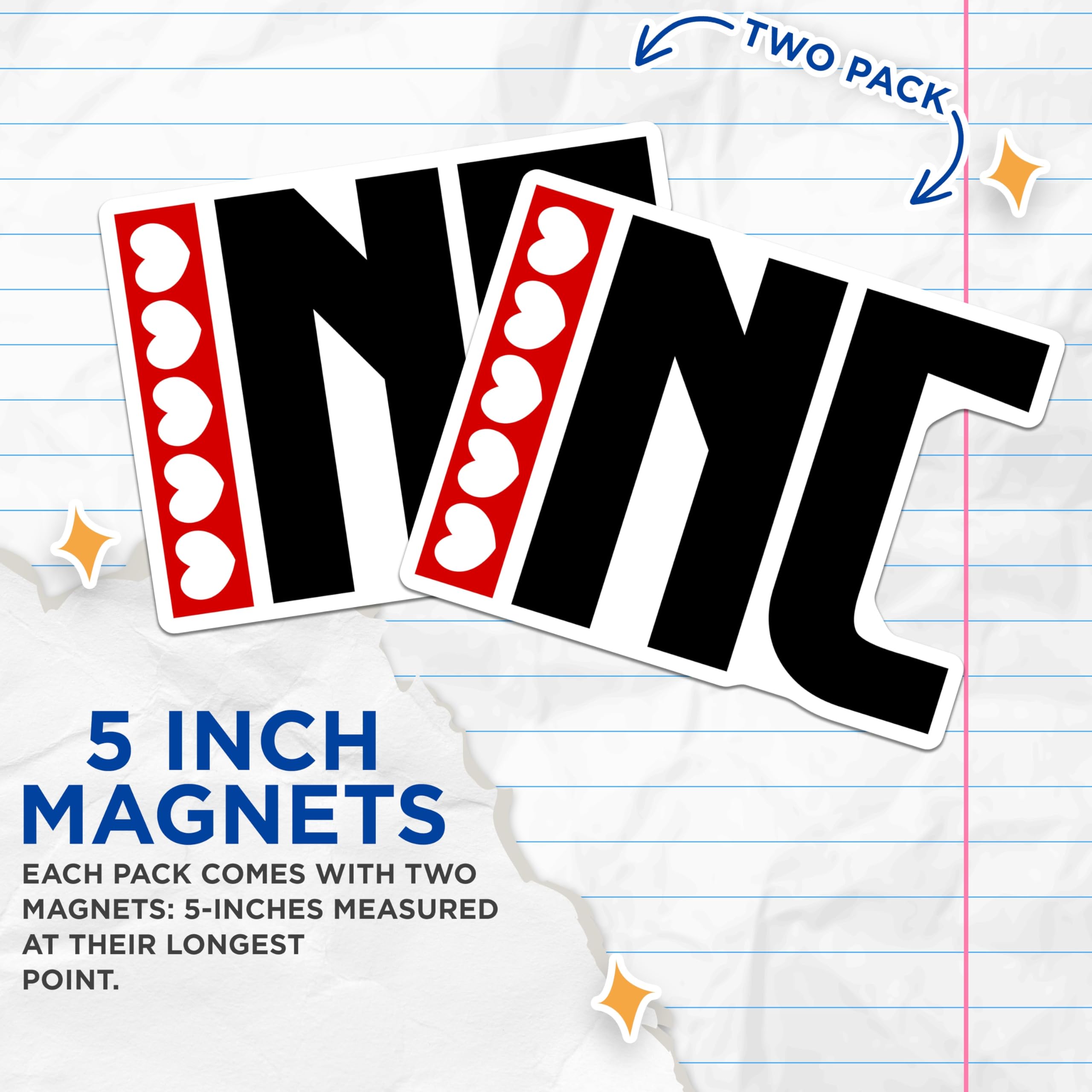 (2 Pack) Initial INC Letter Magnets - Black and Red Hearts - Monogram Decor - 5" On Longest Side - Premium Magnet - for Cars, Refrigerators, Toolboxes, Lockers - Made in USA - MAG17569