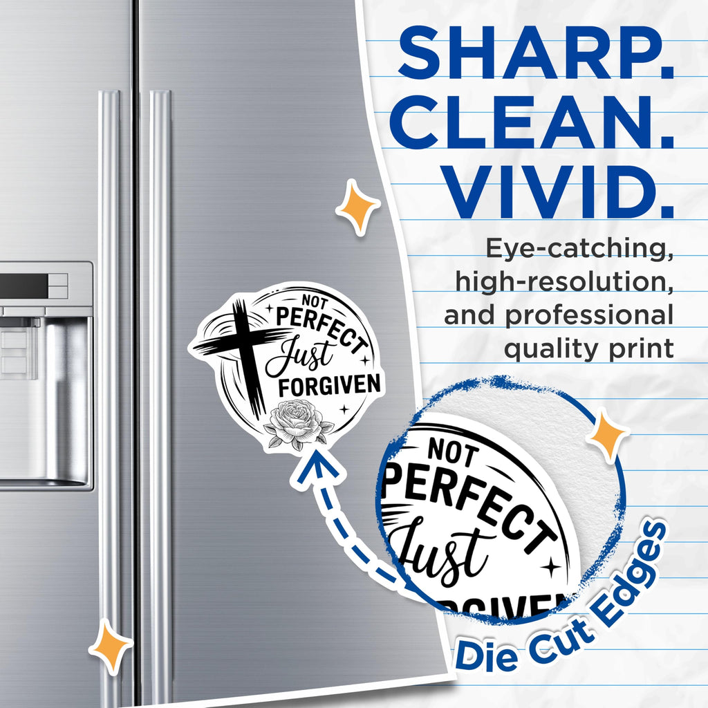 (2 Pack) Christian Quote Magnets - Not Perfect Just Forgiven - Religious Decoration - 5" On Longest Side - Premium Magnet - for Cars, Refrigerators, Toolboxes, Lockers - Made in USA - MAG15627