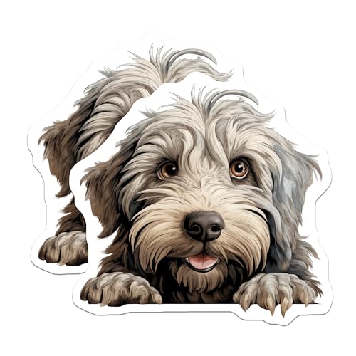 (2 Pack) Adorable Dog Stickers - Puppy Art - Cute Animal Decal - 5" On Longest Side - Sticks to Smooth Flat Surfaces - Made in USA - BMCS9864