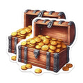 (2 Pack) Pirate Treasure Chest Magnets - Gold Coin Decor - Treasure Box Magnets - 5" On Longest Side - for Cars, Fridges, Toolboxes - Made in USA - MAG6864