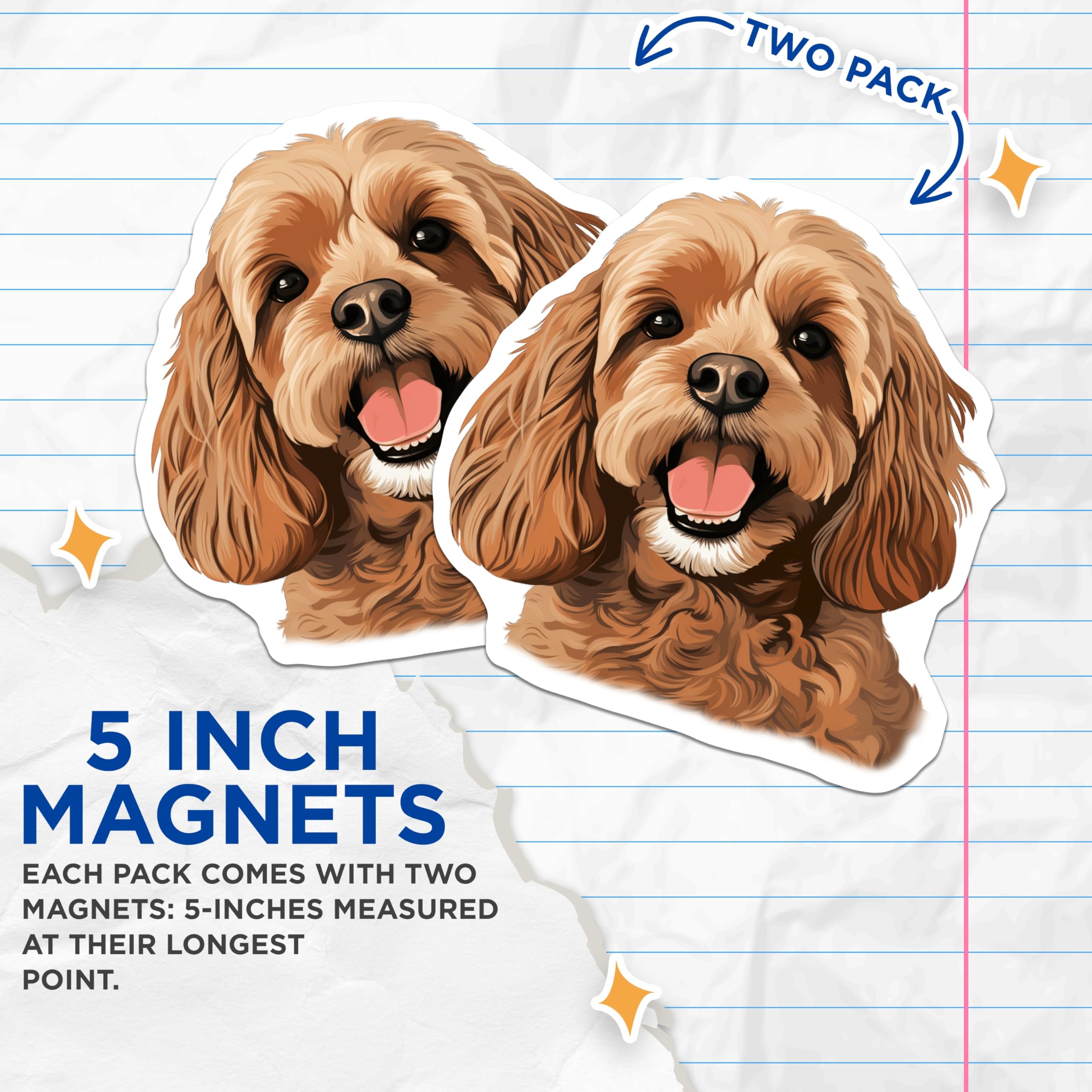 (2 Pack) Cockapoo Dog Magnets - Cavapoo Mom Item - Pet Lover Refrigerator Decor - 5 Inches On Longest Side - Thick Durable Magnet - Made in USA - MAG27600