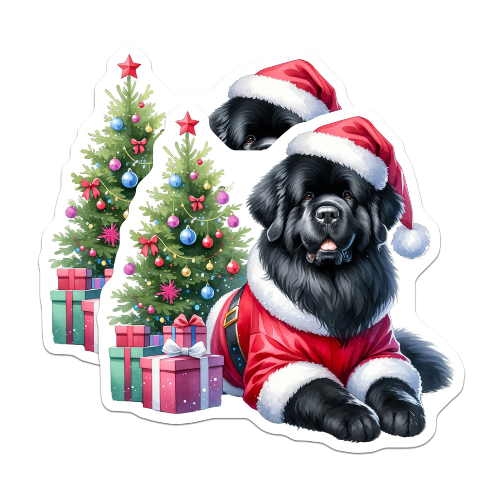 (2 Pack) Newfoundland Christmas Magnets - Santa Dog Decor - Holiday Pet Lover Fridge - 5 Inches On Longest Side - Thick Durable Magnet - Made in USA - MAG26394