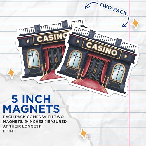 (2 Pack) Casino Entrance Magnets - Funny Casino Decor - Slot Machine Lover - Casino Party Favors - 5" On Longest Side - for Cars, Fridges, Toolboxes - Made in USA - MAG7131