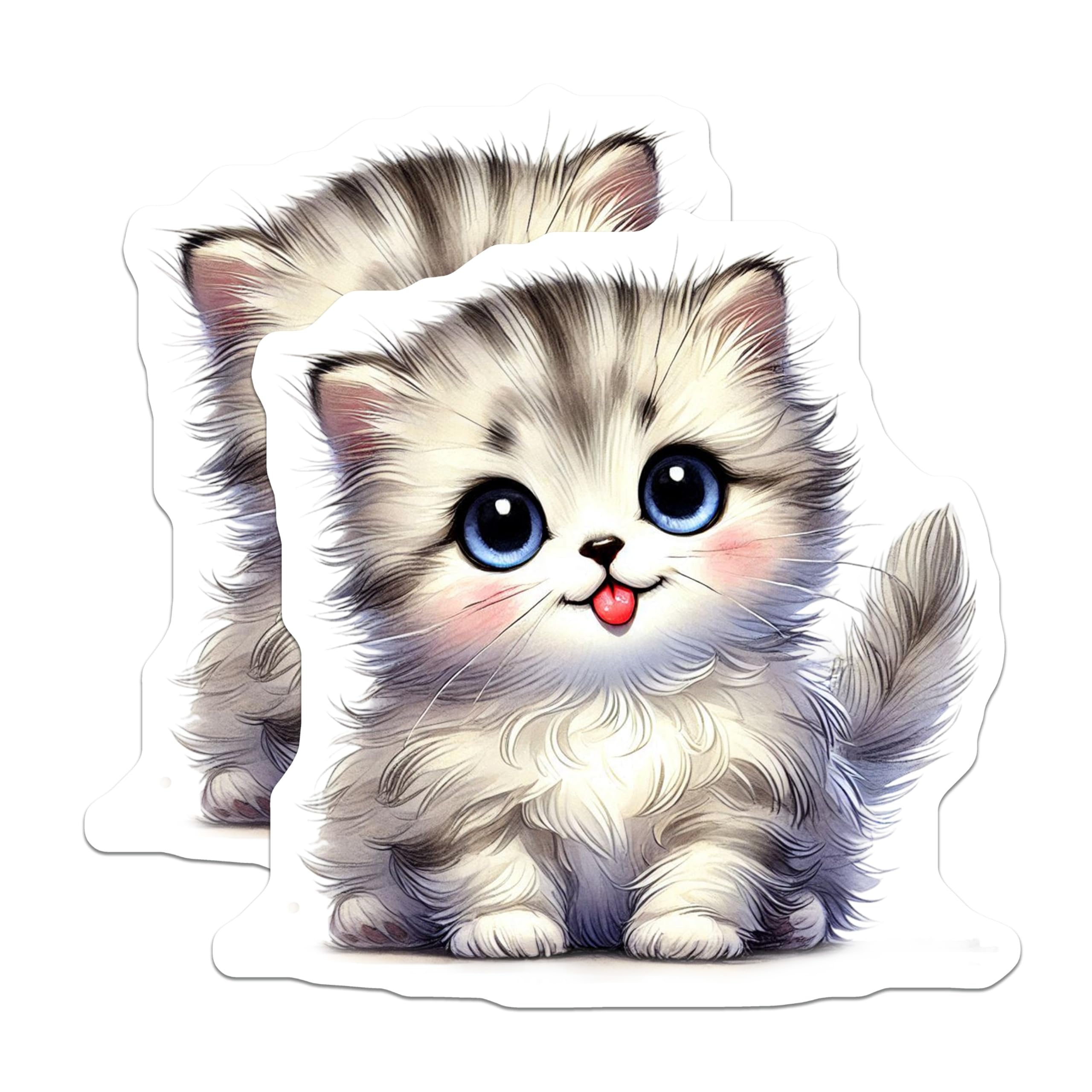 (2 Pack) Cute Kitten Magnets - Anime Cat - Refrigerator Magnets - 5" On Longest Side - Premium Magnet - for Cars, Refrigerators, Toolboxes, Lockers - Made in USA - MAG14591