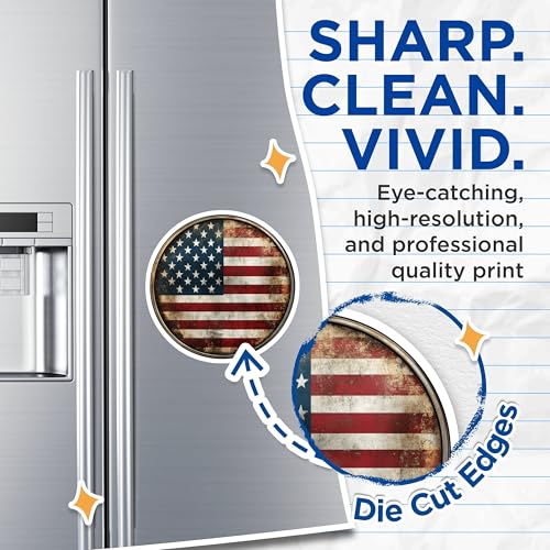 (2 Pack) Patriotic USA Decor Magnet - Rustic Americana Art - 5" On Longest Side - Sticks to Smooth Flat Surfaces - Made in USA - MAG10047