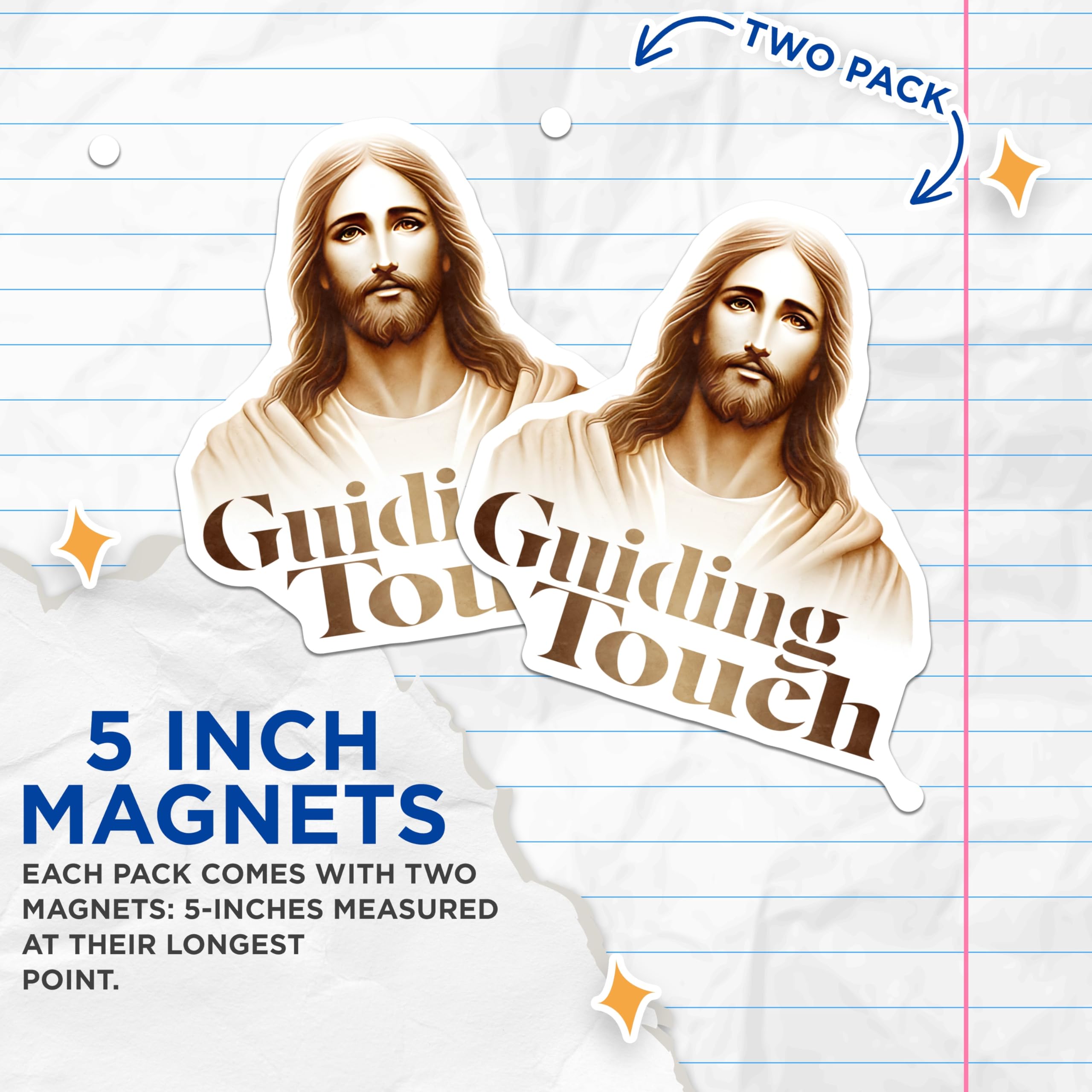 (2 Pack) Jesus Christ Magnets - Guiding Touch - Christian Faith Decor for Home Devotion - 5 Inches On Longest Side - Thick Durable Magnet - Made in USA - MAG30470