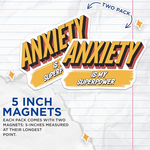 (2 Pack) Anxiety is My Superpower Magnets - 5" On Longest Side - for Cars, Fridges, Toolboxes - Made in USA - MAG7680