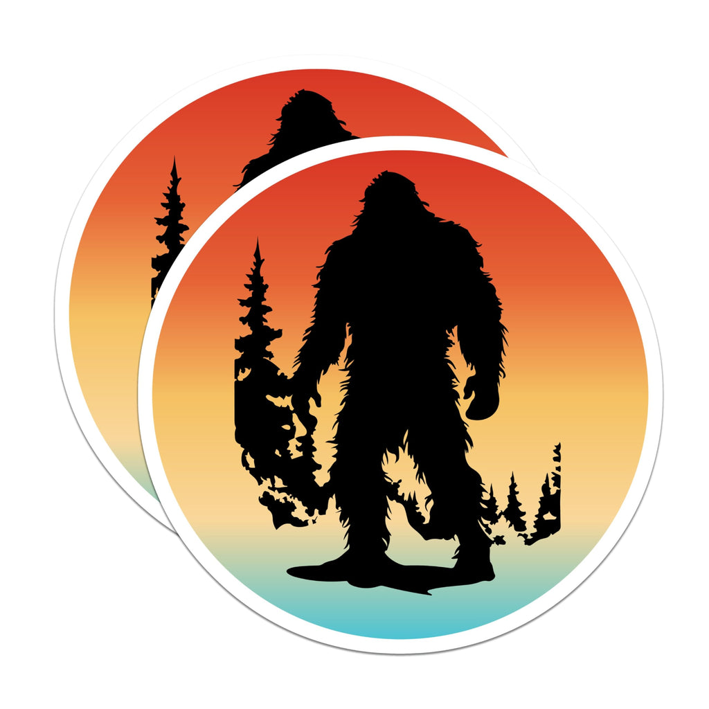 (2 Pack) Bigfoot Silhouette Magnets - Rustic Forest Sunset Cryptid Decor - Legendary Sasquatch Wilderness Adventure - 5 Inches On Longest Side - Thick Durable Magnet - Made in USA - MAG22667