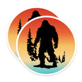 (2 Pack) Bigfoot Silhouette Magnets - Rustic Forest Sunset Cryptid Decor - Legendary Sasquatch Wilderness Adventure - 5 Inches On Longest Side - Thick Durable Magnet - Made in USA - MAG22667