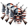 (3 Pack) American Flag Skull Decals - Patriotic Gun - Laptop Decals - 3 Inches On Longest Side - Easy Peel & Apply - Made in USA - 3MCS0256