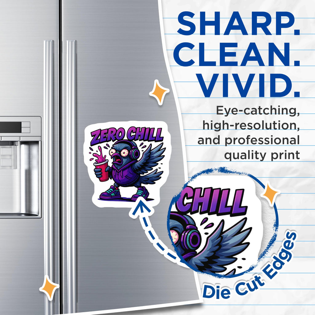 (2 Pack) Zero Chill Pigeon Magnets - Funny Cartoon Bird - Streetwear Locker Decor - 5 Inches On Longest Side - Thick Durable Magnet - Made in USA - MAG23017