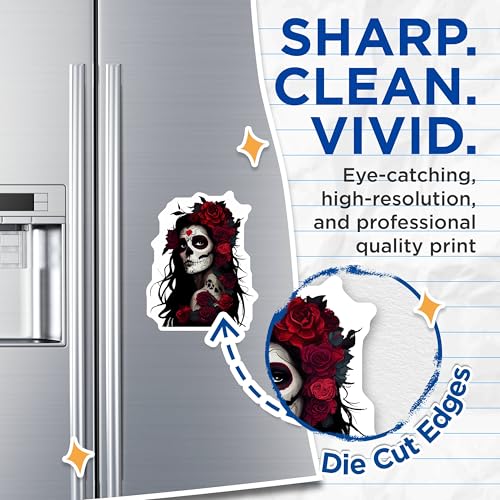 (2 Pack) Day of The Dead Skull Magnets Magnets - 5" On Longest Side - Made in USA - Sticks to Refrigerators & Metal Surfaces - MAG9204