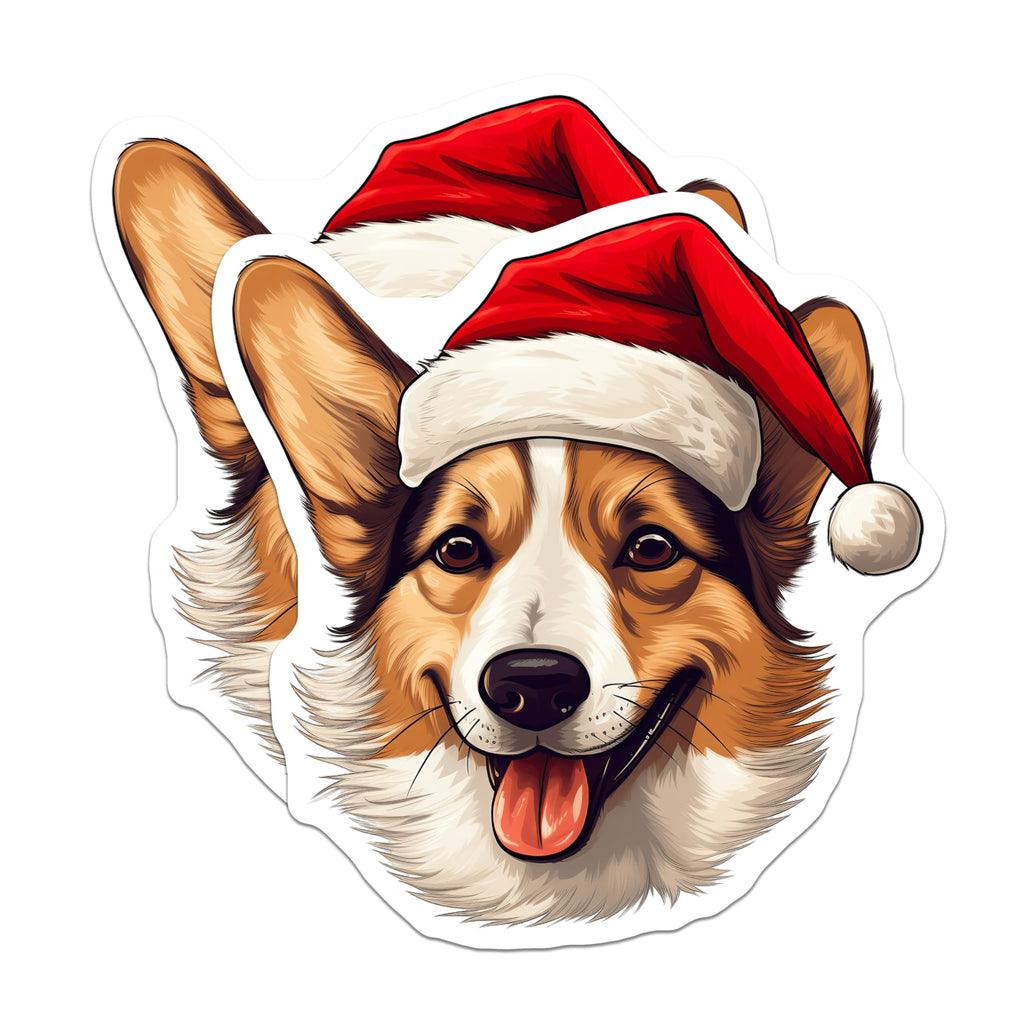 (2 Pack) Corgi Christmas Magnets - Santa Dog Refrigerator Decor - Holiday Pet Lover Accessories - 5 Inches On Longest Side - Thick Durable Magnet - Made in USA - MAG28466
