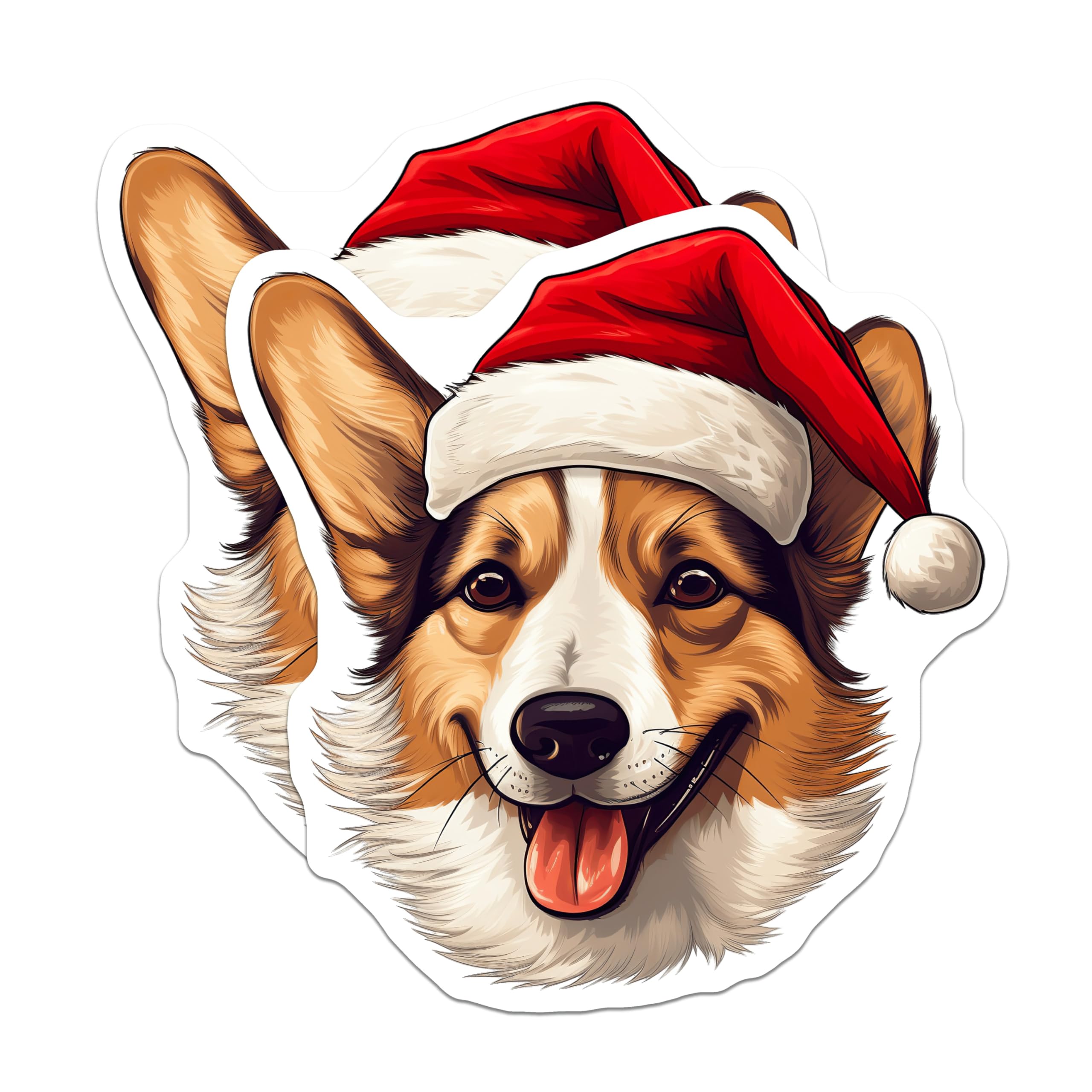 (2 Pack) Corgi Christmas Magnets - Santa Dog Refrigerator Decor - Holiday Pet Lover Accessories - 5 Inches On Longest Side - Thick Durable Magnet - Made in USA - MAG28466