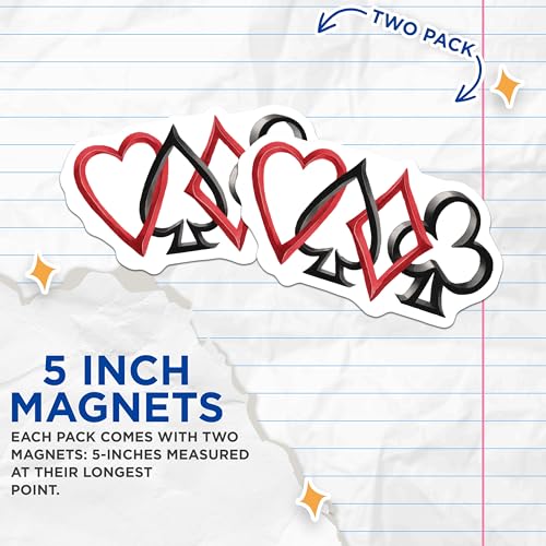 (2 Pack) Card Suit Magnets - Poker Theme - Casino Decor - 5" On Longest Side - for Cars, Fridges, Toolboxes - Made in USA - MAG7084