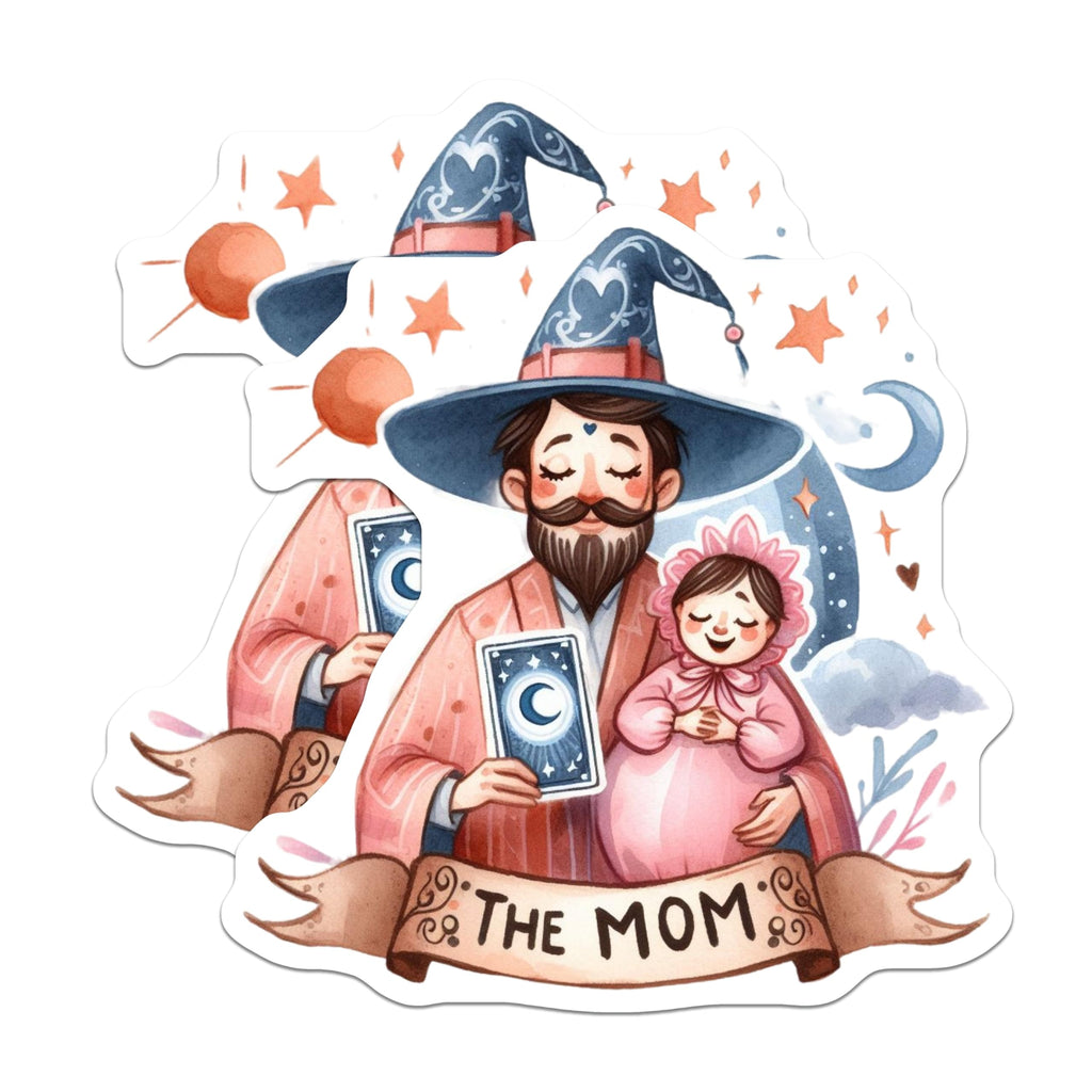 (2 Pack) The Mom Wizard Magnets - Whimsical Parenting Figure - Mystical Tarot Card Art - 5 Inches On Longest Side - Thick Durable Magnet - Made in USA - MAG20817