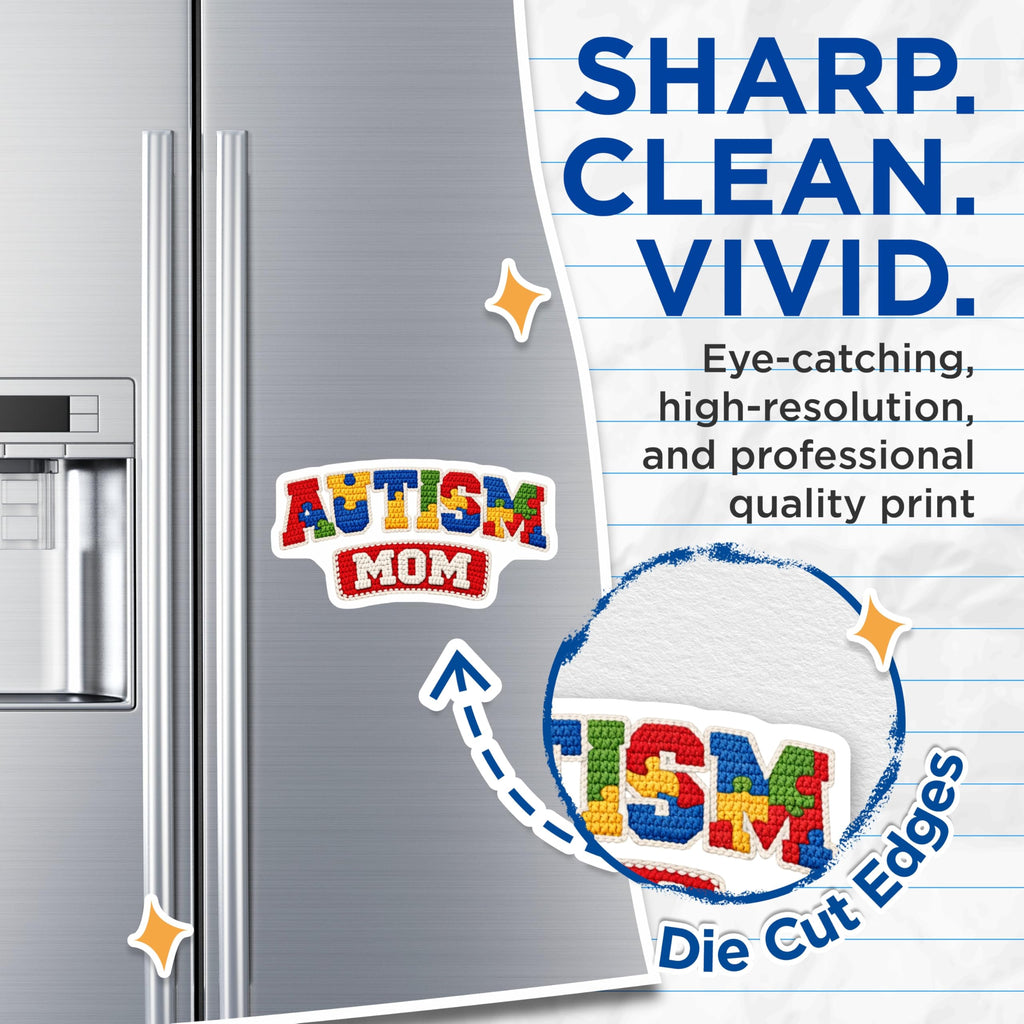 (2 Pack) Autism Mom Magnets - Autism Awareness Support - Puzzle Piece Decor for Moms - 5 Inches On Longest Side - Thick Durable Magnet - Made in USA - MAG23167