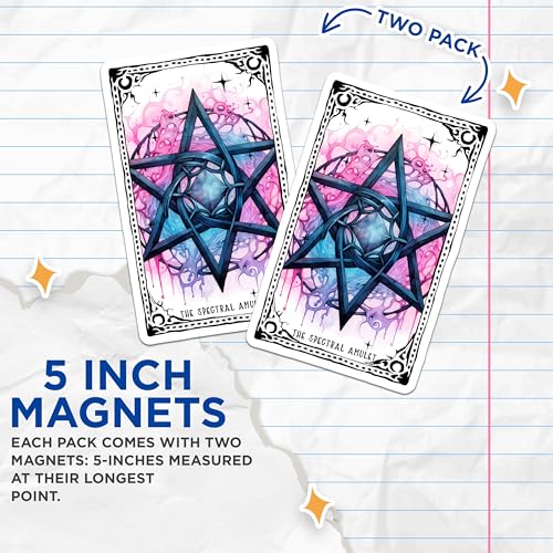 (2 Pack) Spectral Amulet Magnets - Pentagram Mystical Art - Fantasy Gothic Witchcraft Magnets - 5" On Longest Side - for Cars, Refrigerators, Toolboxes, Lockers - Made in USA MAG3593