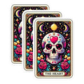 (3 Pack) Heart Skull Tarot Decals - Laptop Decal - Sugar Skull Decals - 3 Inches On Longest Side - Easy Peel & Apply - Made in USA - 3MCS4194