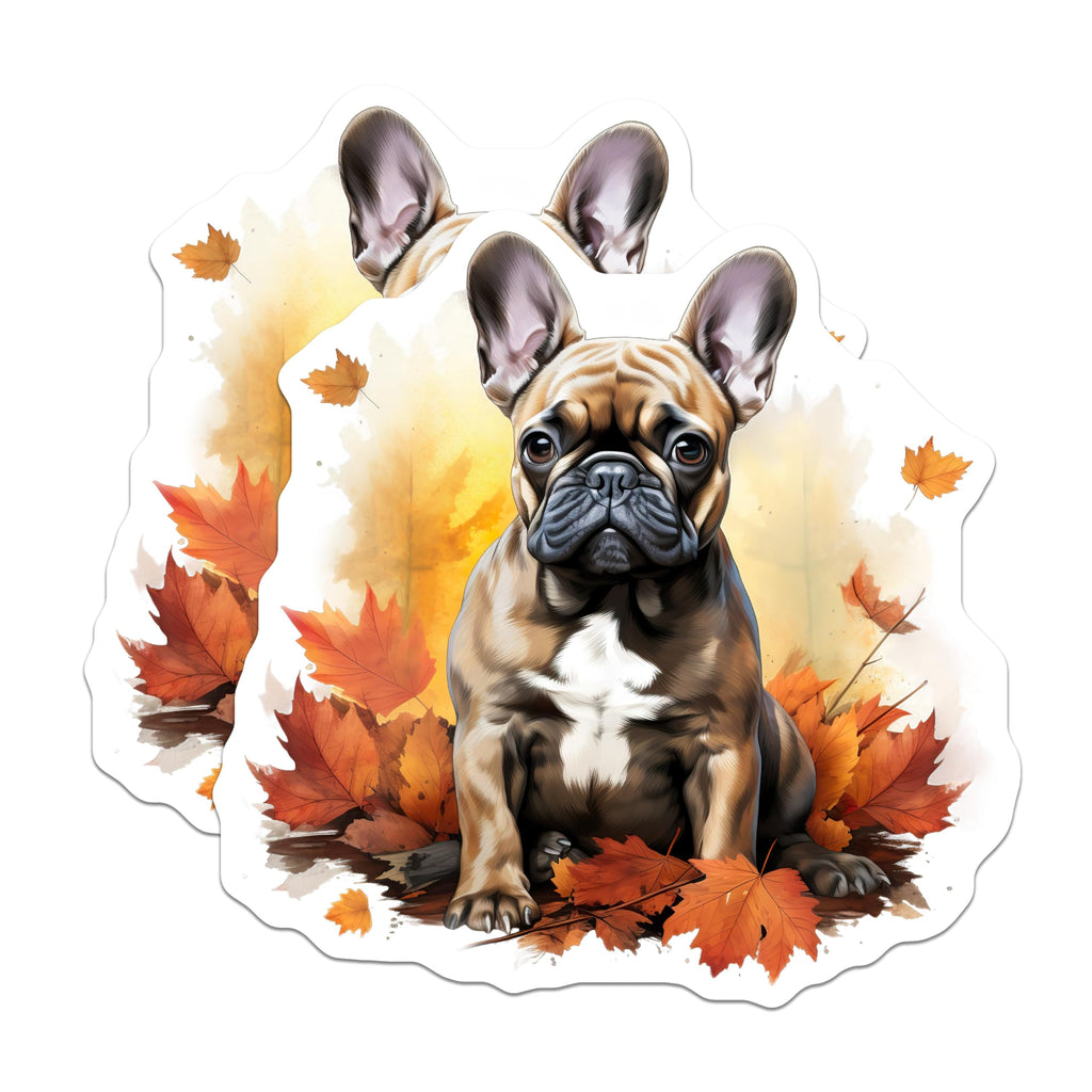 (2 Pack) French Bulldog Magnets - Autumn Dog Decor - Fall Pet Owner Items - 5 Inches On Longest Side - Thick Durable Magnet - Made in USA - MAG28523